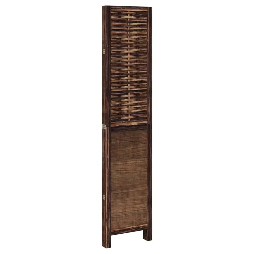 Room Divider Privacy Screen 4 Panels Brown Folding Solid Wood Partition