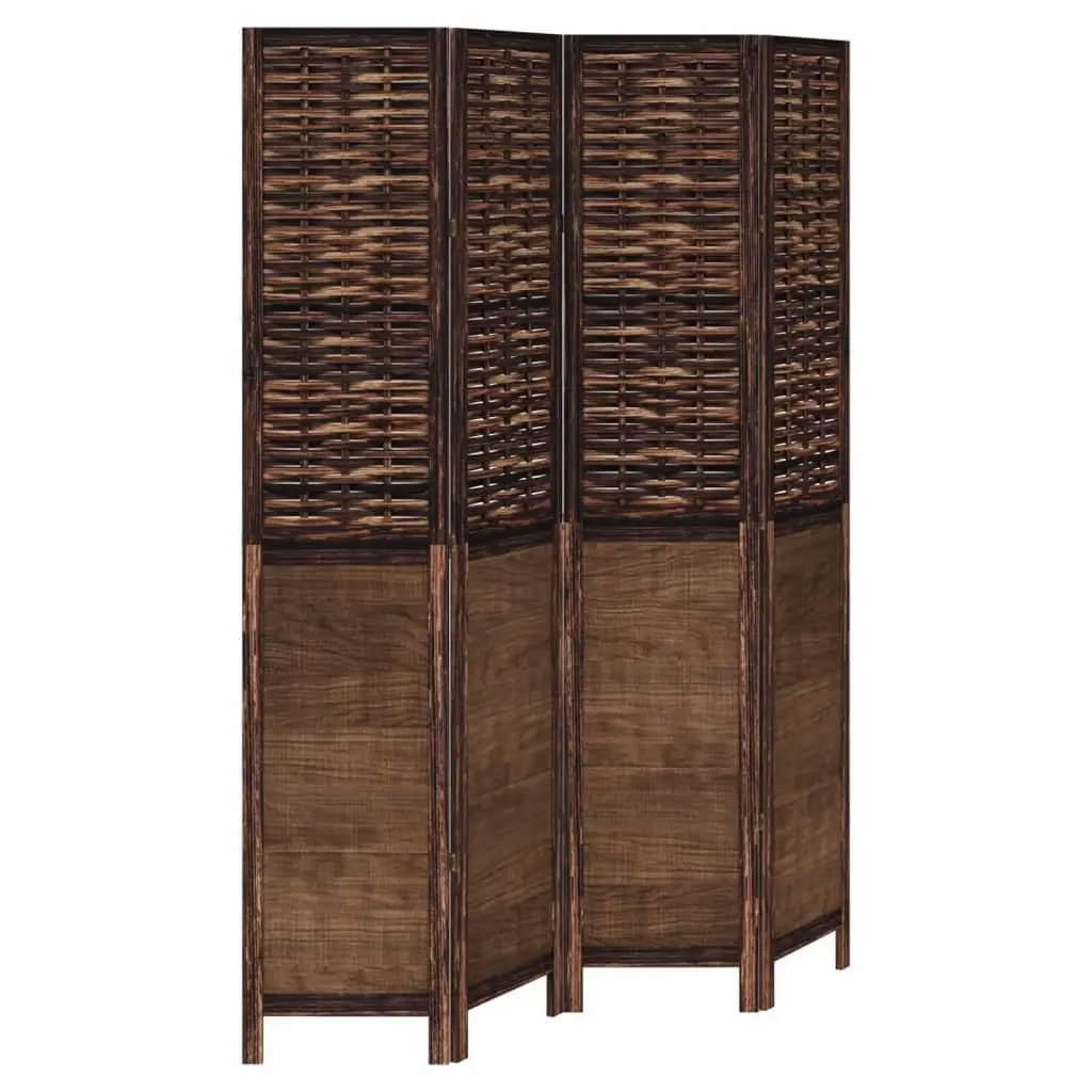 Room Divider Folding Privacy Screen 4 Panels Brown Indoor Partition