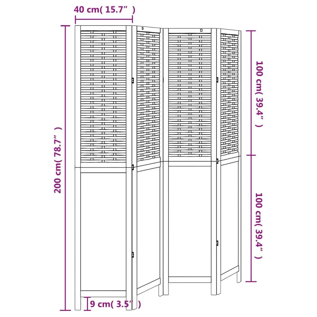 Room Divider Folding Privacy Screen 4 Panels Brown Indoor Partition