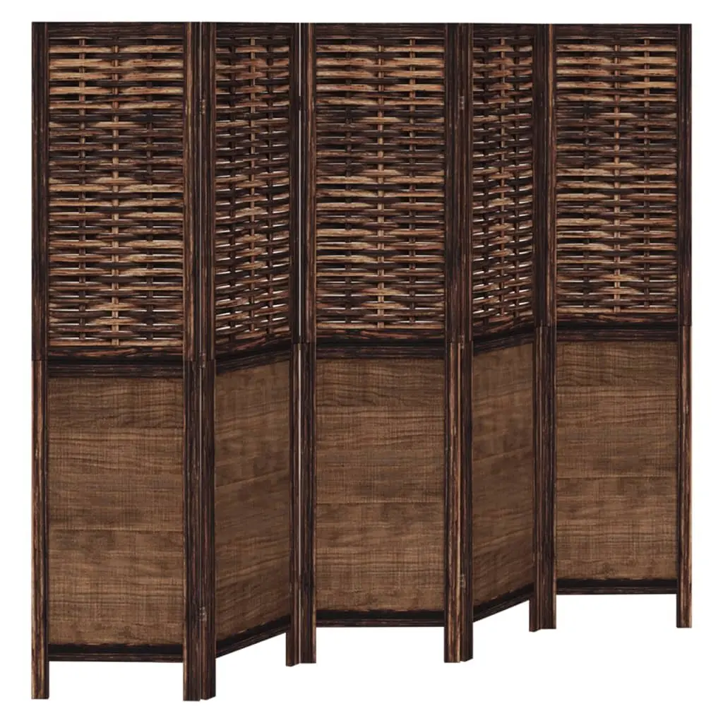 Room Divider Privacy Screen 5 Panels Brown Folding Indoor Decorative Partition