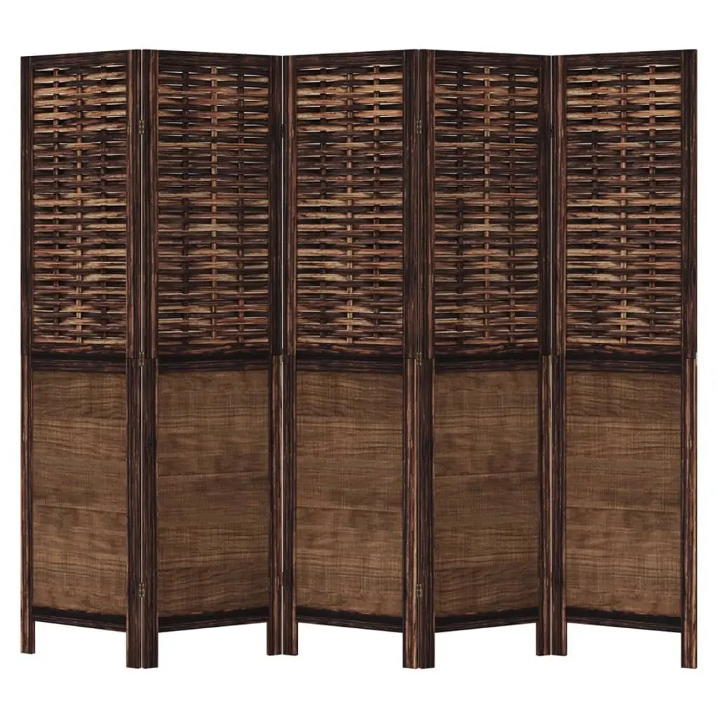Room Divider Privacy Screen 5 Panels Brown Folding Indoor Decorative Partition