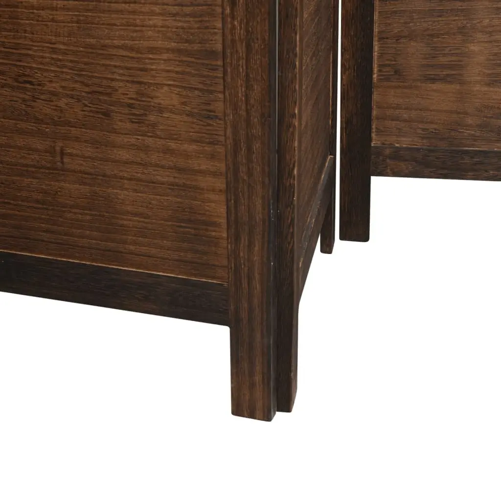 Room Divider 5 Panels Indoor Privacy Screen Brown Solid Wood Paulownia Folding