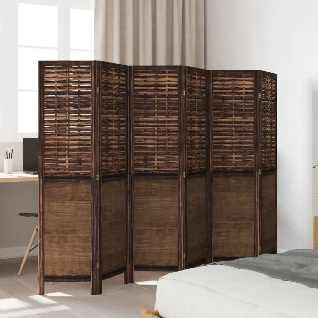 6 Panel Room Divider Folding Screen Privacy Partition Indoor Brown