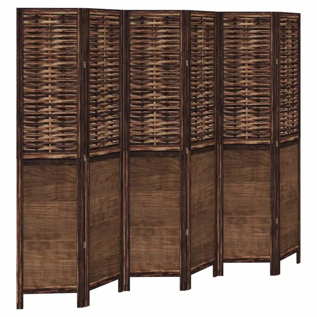 Room Divider Privacy Partition 6 Panel Solid Wood Dark Brown