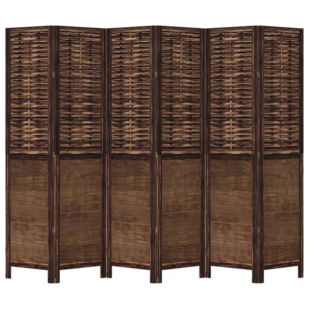 Room Divider Privacy Partition 6 Panel Solid Wood Dark Brown