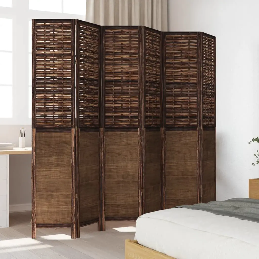 Room Divider 6 Panels Dark Brown Folding Privacy Screen Indoor Partition