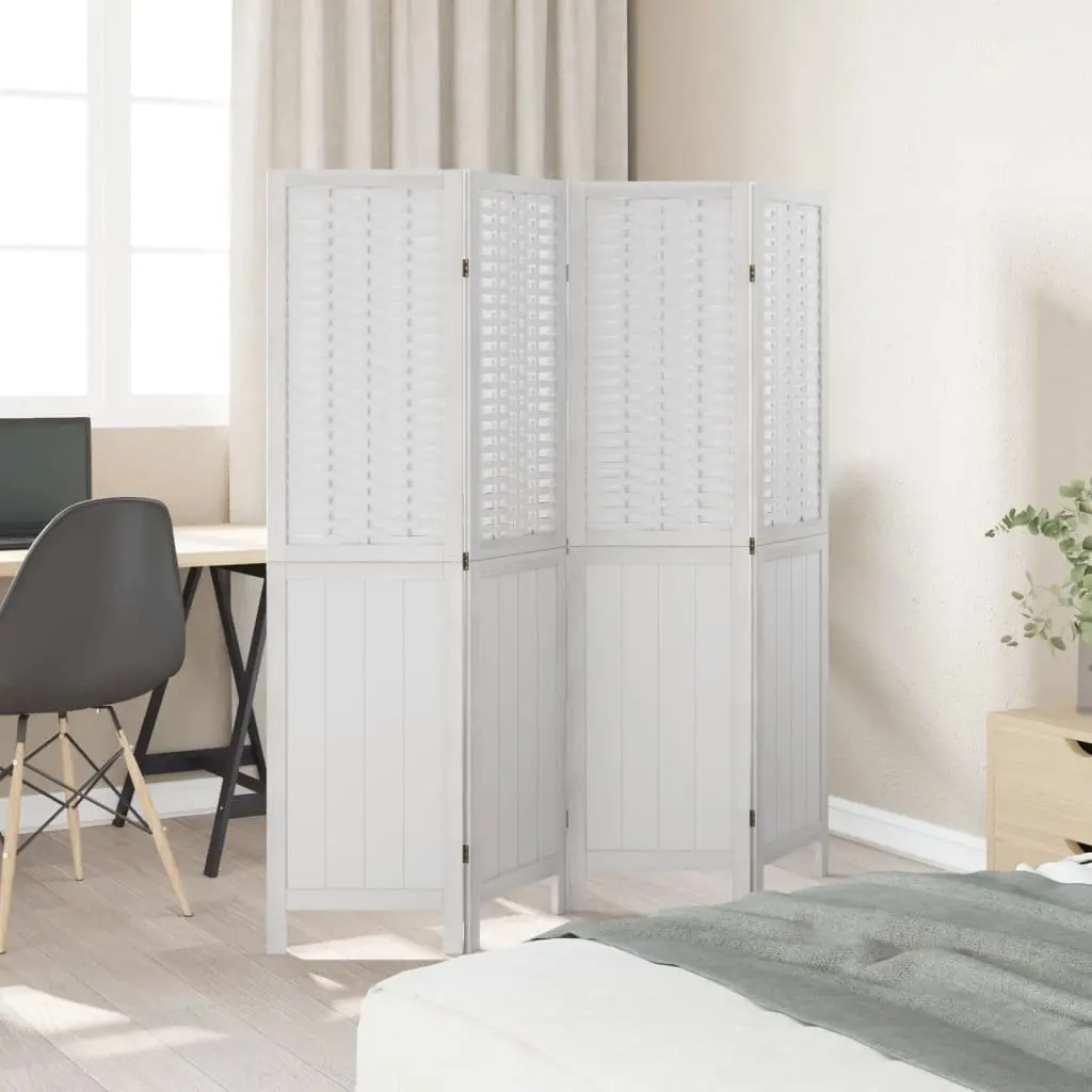 Room Divider Privacy Partition 4 Panels White Folding Screen Indoor Decor