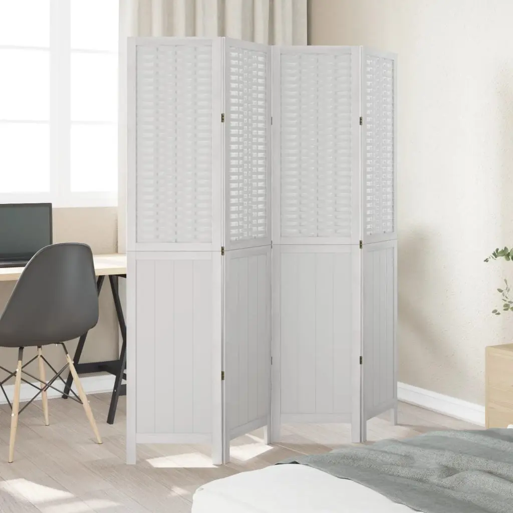 Room Divider Privacy Screen 4 Panels White Folding Indoor Partition