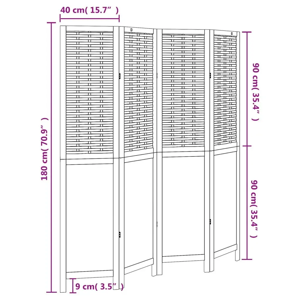 Room Divider Privacy Screen 4 Panels White Folding Indoor Partition