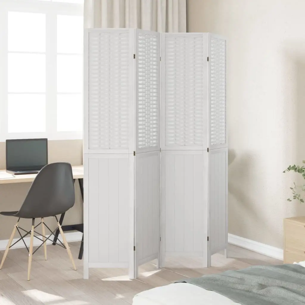 Room Divider Privacy Screen 4 Panels White Folding Indoor Decorative