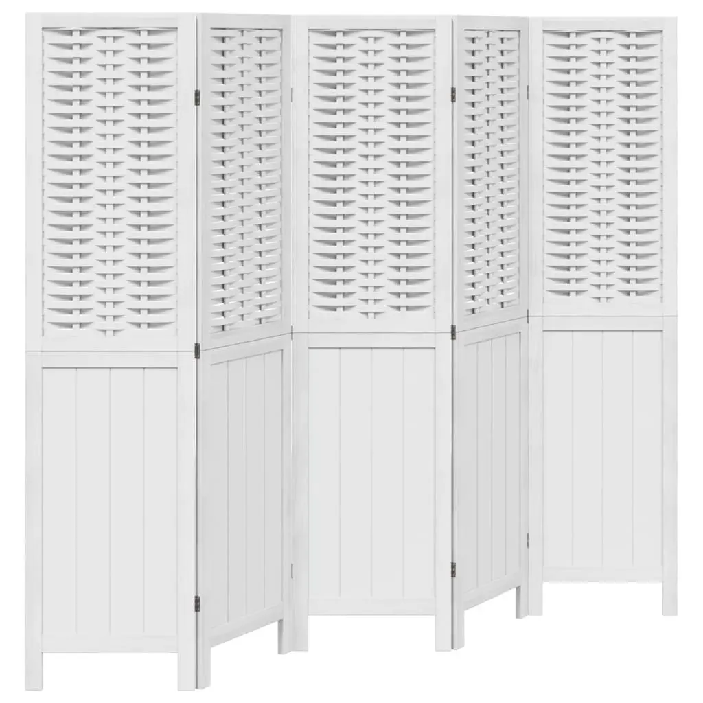 Room Divider 5 Panels Indoor Privacy Screen White Folding Partition