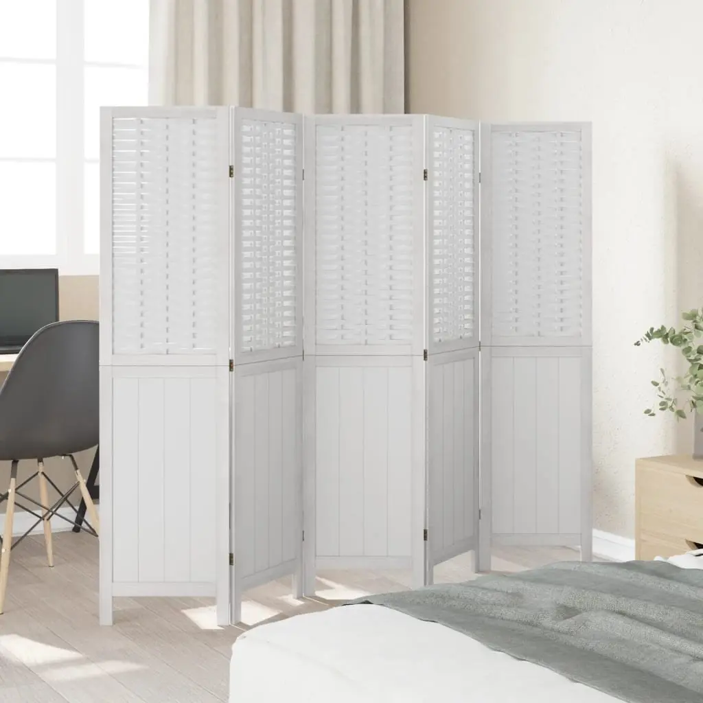 Room Divider 5 Panels Indoor Privacy Screen White Folding Partition