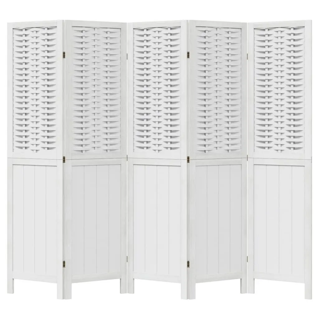 Room Divider 5 Panels Indoor Privacy Screen White Folding Partition