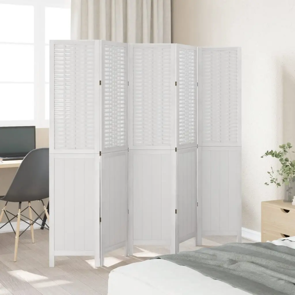 Room Divider 5 Panels Folding Privacy Screen Indoor Decorative White