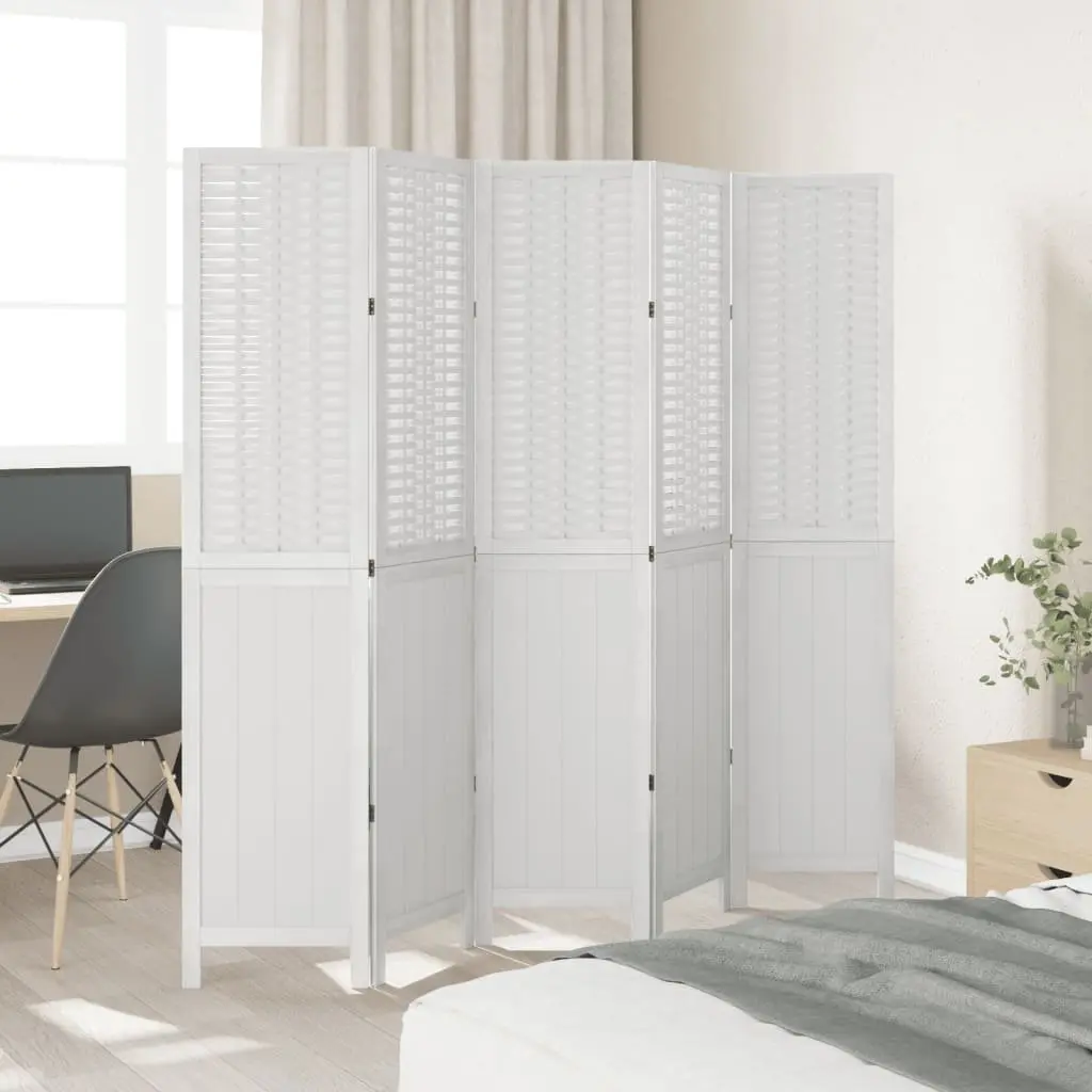 Room Divider Folding Privacy Screen 5 Panels White Indoor Bedroom