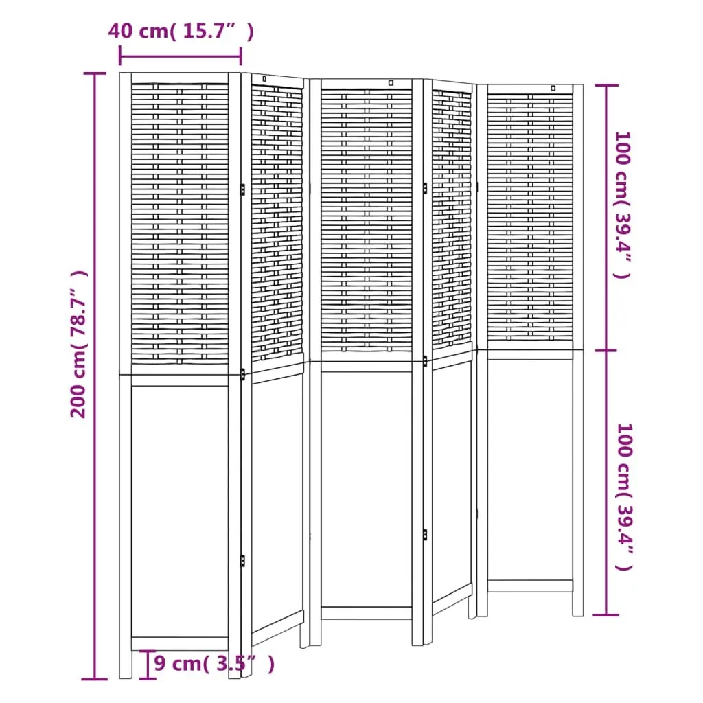Room Divider Folding Privacy Screen 5 Panels White Indoor Bedroom