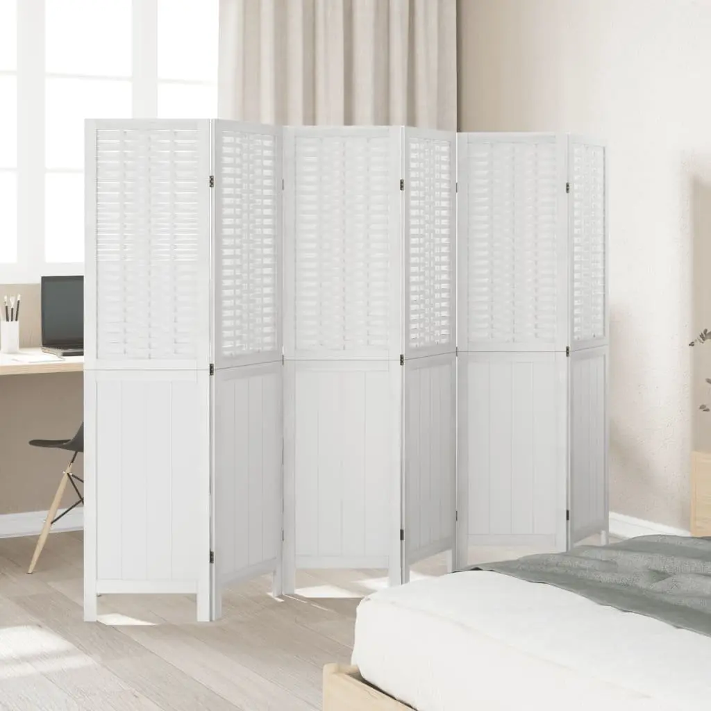Room Divider Folding Privacy Screen 6 Panels White Indoor Partition