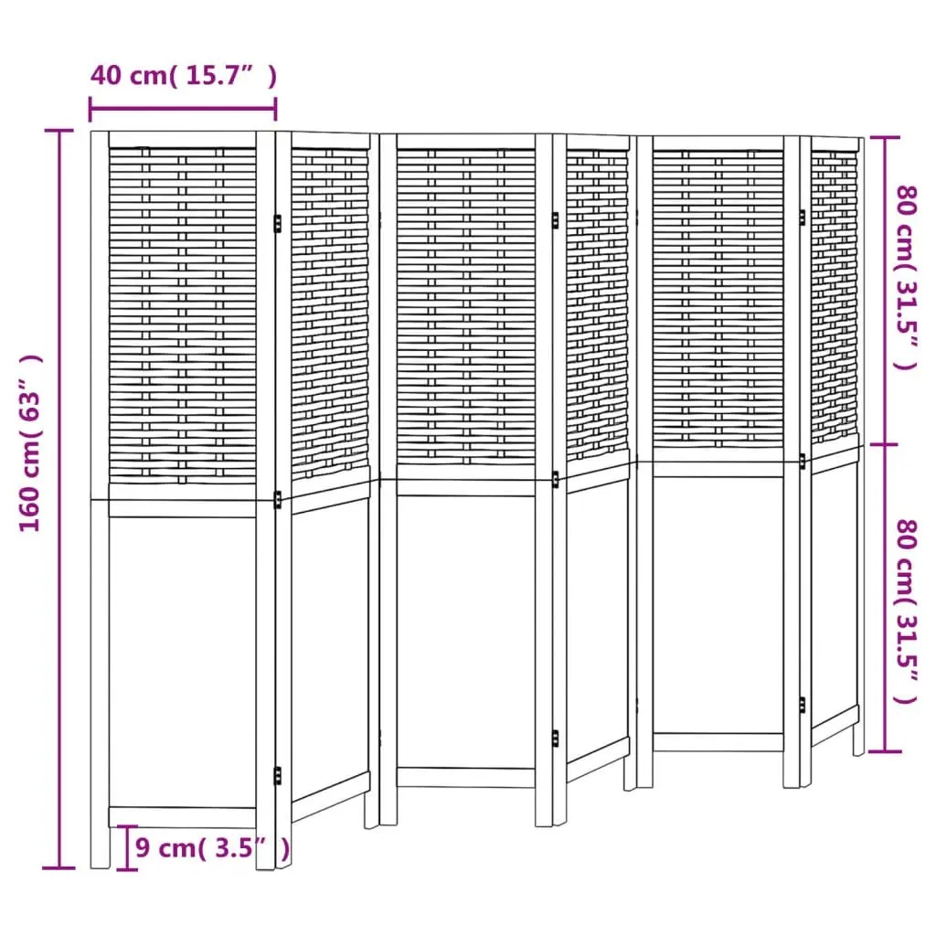 Room Divider Folding Privacy Screen 6 Panels White Indoor Partition