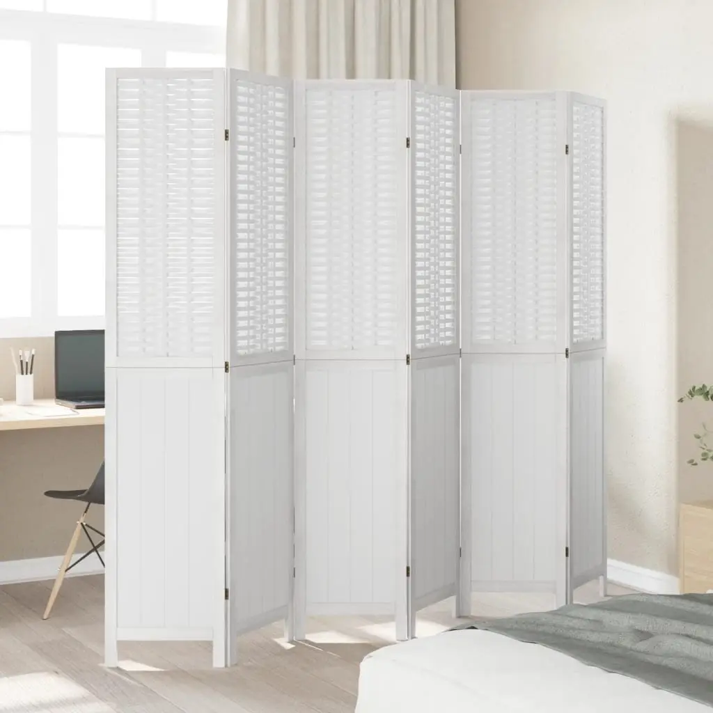 6-Panel Folding Room Divider in White