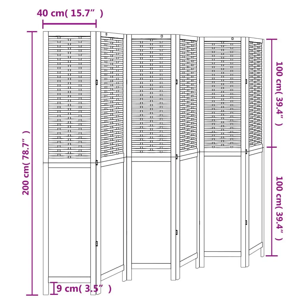 6-Panel Folding Room Divider in White