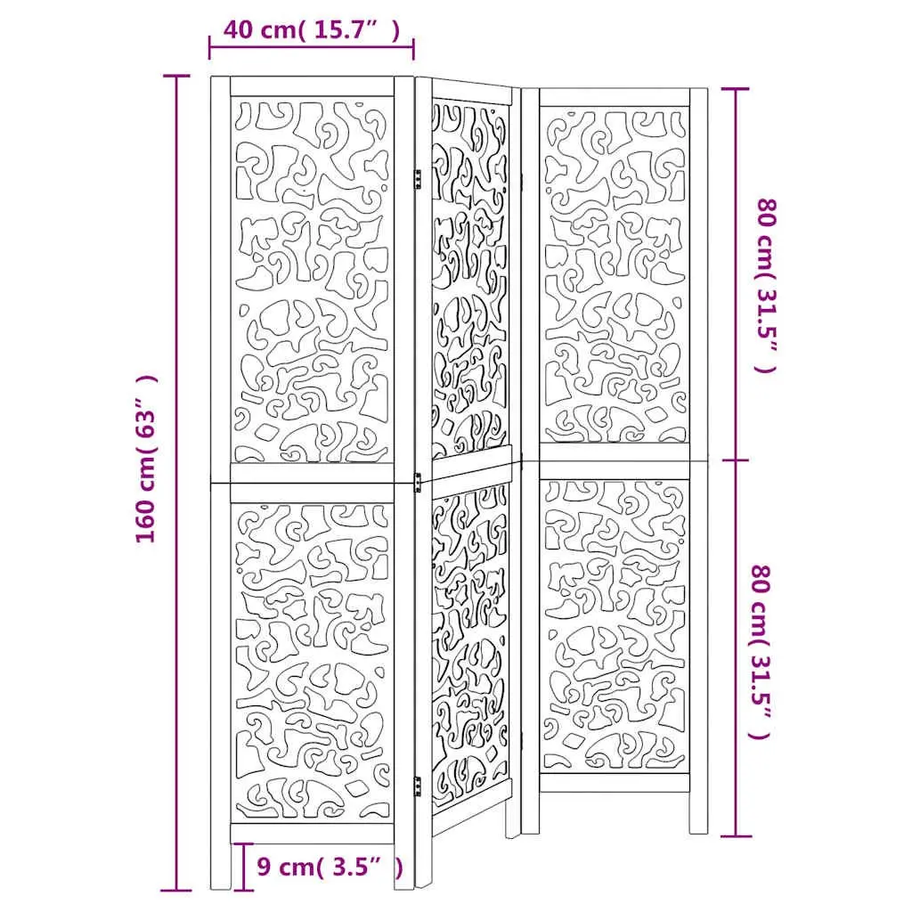 Room Divider Privacy Screen 3 Panels White Folding Indoor Partition
