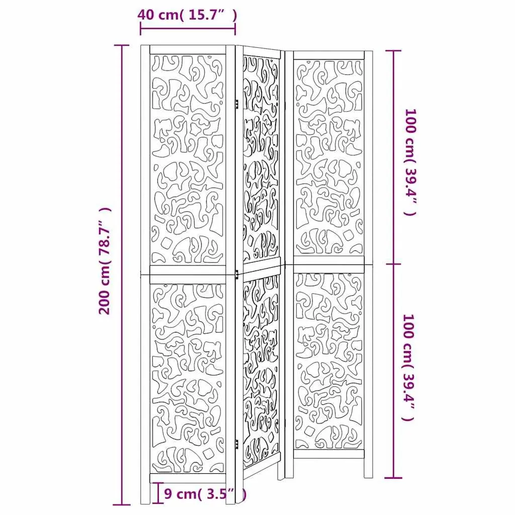 Room Divider Privacy Screen 3 Panels Folding Indoor Decor White