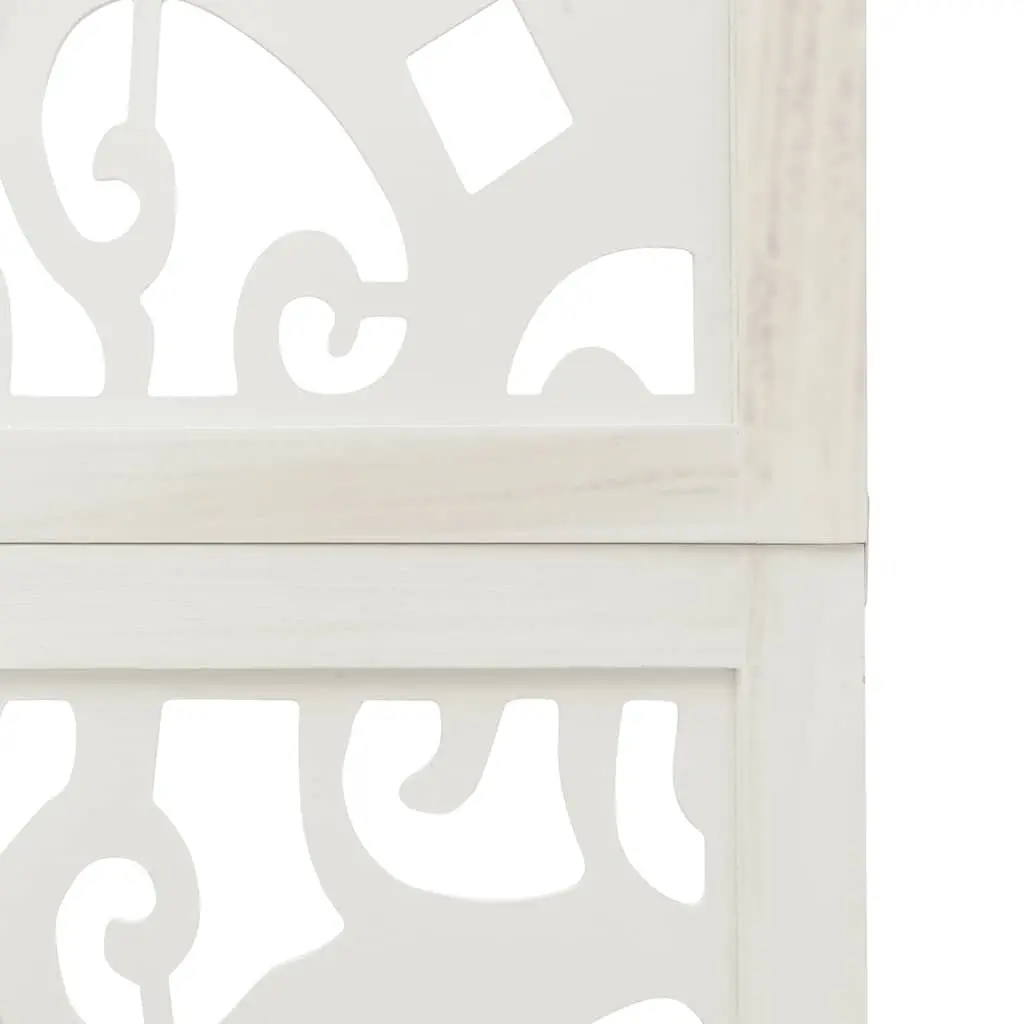 Room Divider 4 Panel Folding Privacy Screen Indoor Partition White Wood Frame