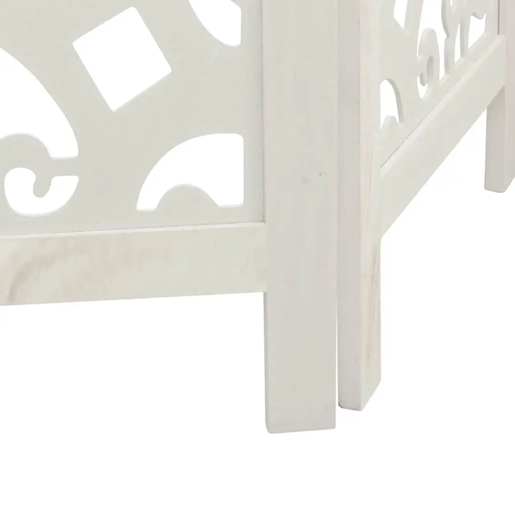 Room Divider 4 Panel Folding Privacy Screen Indoor Partition White Wood Frame