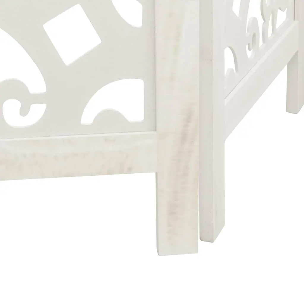 Room Divider Privacy Partition 4 Panel Folding White Paulownia Wood Screen