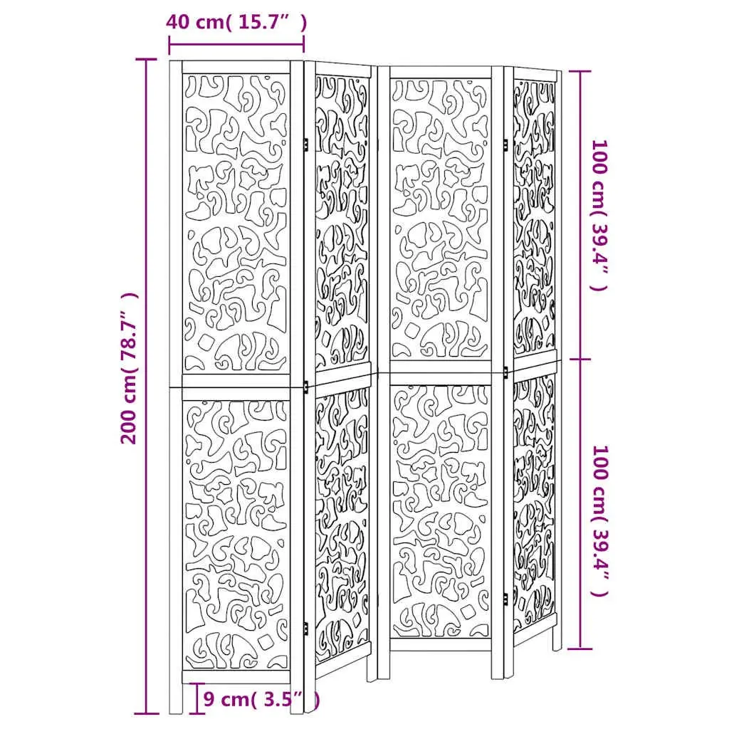 Room Divider Folding Privacy Screen 4 Panels White Indoor Partition
