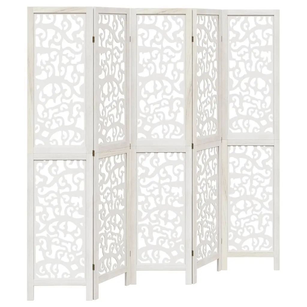 Room Divider 5 Panels White Folding Privacy Screen Partition Indoor