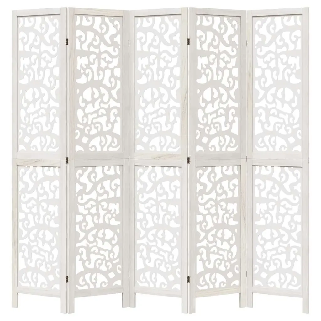 Room Divider 5 Panels White Folding Privacy Screen Partition Indoor