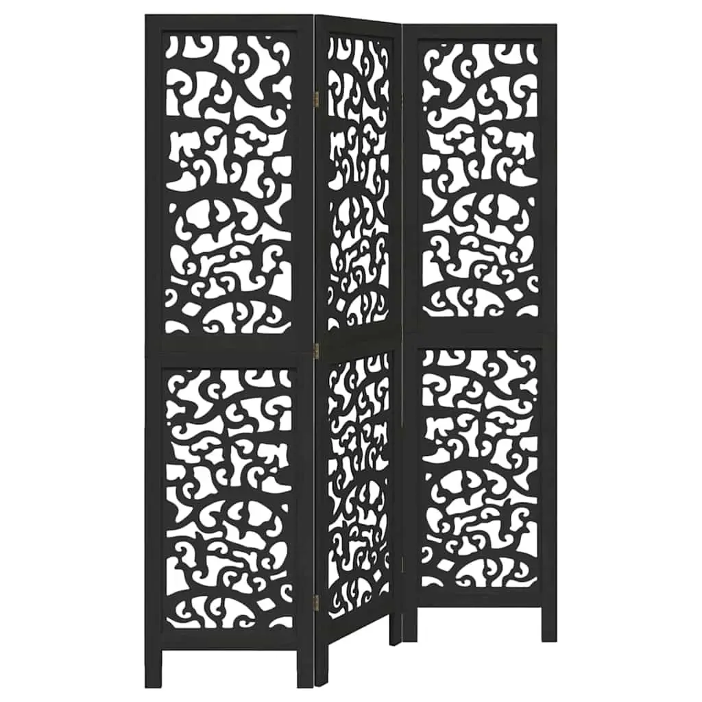 Room Divider Privacy Partition 3 Panel Folding Screen Indoor Decor Black Wood