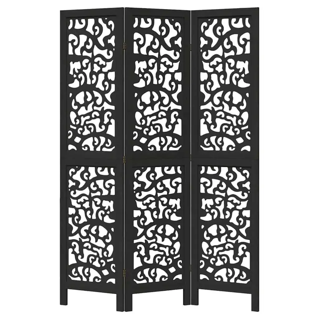 Room Divider Privacy Partition 3 Panel Folding Screen Indoor Decor Black Wood