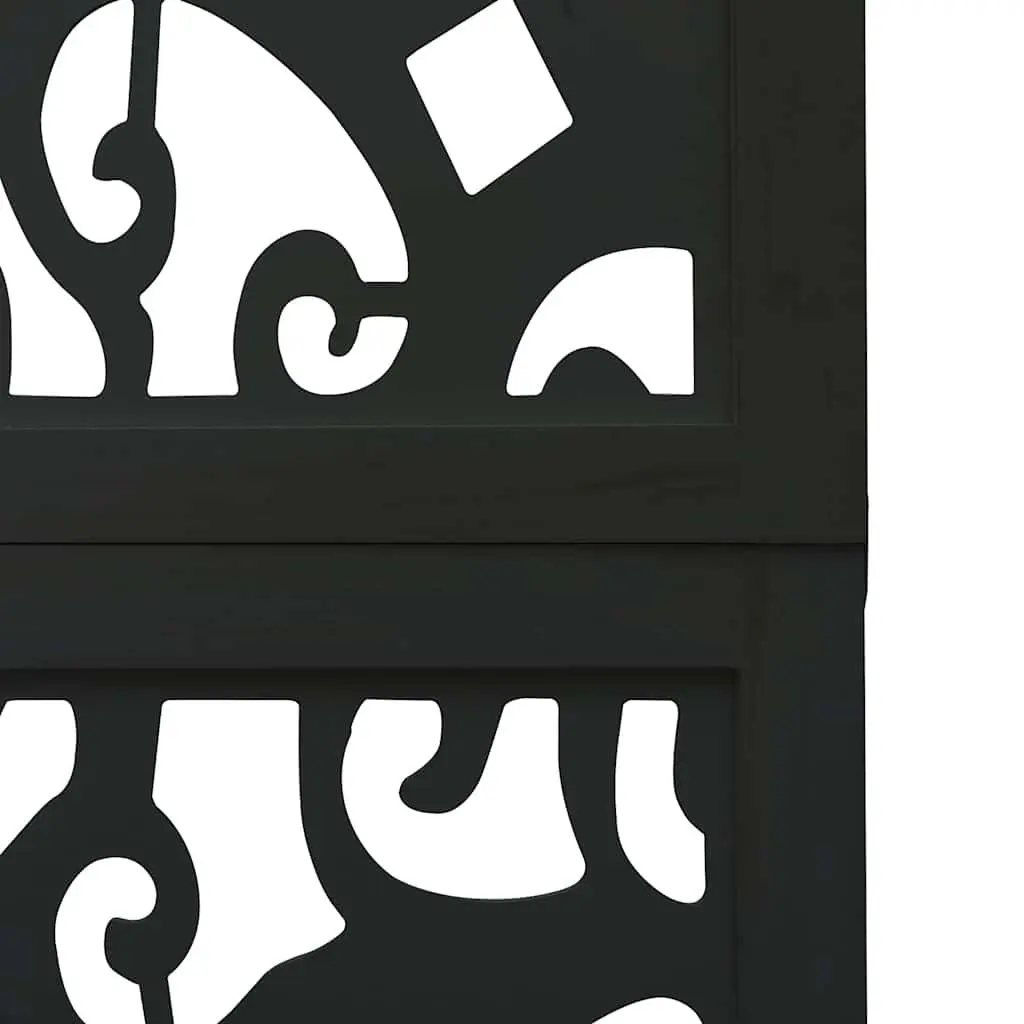 Room Divider Privacy Partition 3 Panel Folding Screen Indoor Decor Black Wood