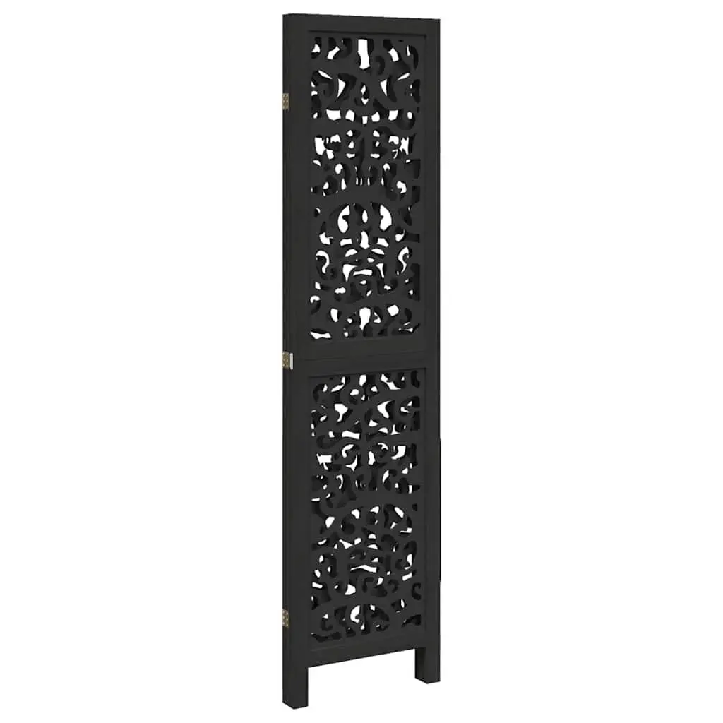 Room Divider Privacy Partition 3 Panel Folding Screen Indoor Decor Black Wood