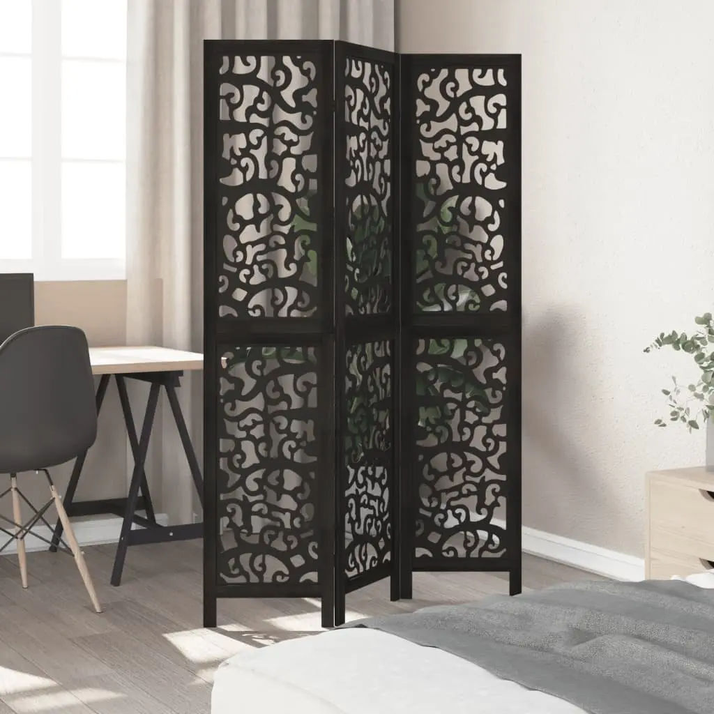 Room Divider Privacy Screen 3 Panels Black Folding Decorative Indoor