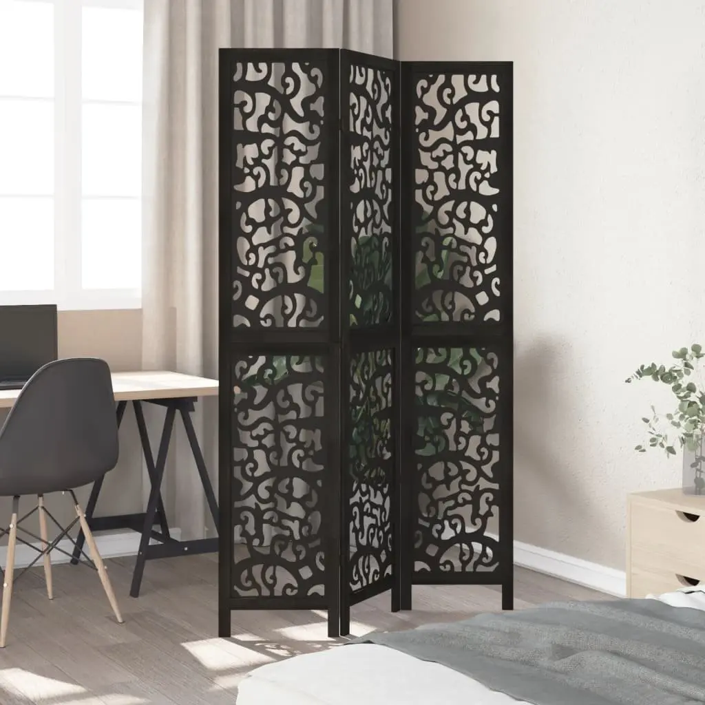3 Panel Room Divider Folding Privacy Screen Black Indoor Decor