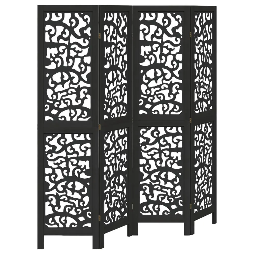 Room Divider Folding Privacy Screen 4 Panels Black Indoor Decor