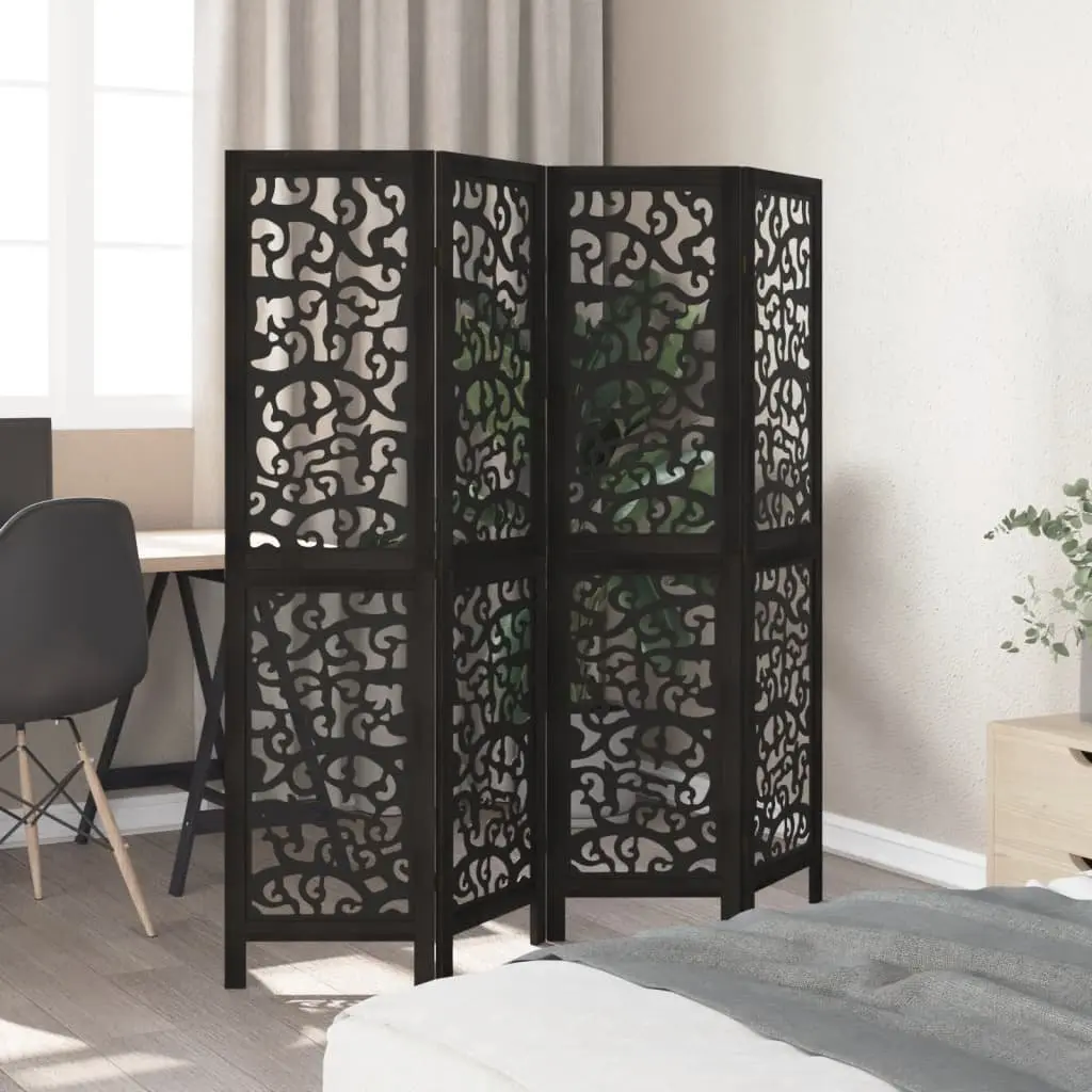 Room Divider Folding Privacy Screen 4 Panels Black Indoor Decor