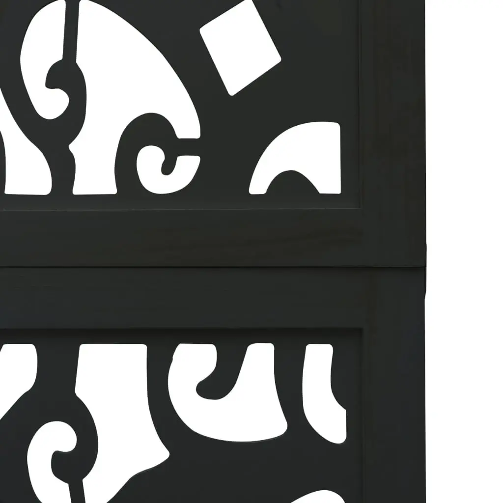 Folding Room Divider Privacy Screen 4 Panel Black Paulownia Solid Wood Partition