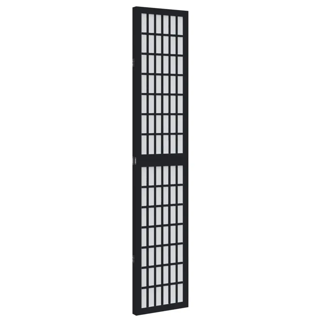 Folding Privacy Screen Room Divider Black 3 Panels Paulownia Wood