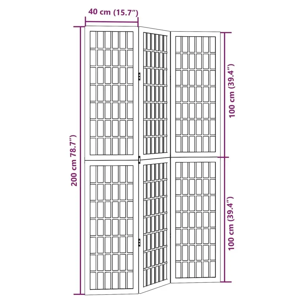 Room Divider 3 Panels Indoor Privacy Screen Folding Black