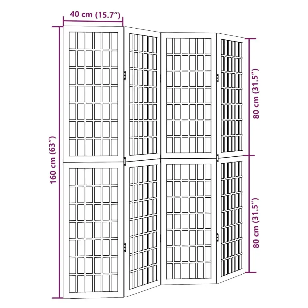 4 Panel Room Divider Folding Privacy Screen Bedroom Living Space Partition Black