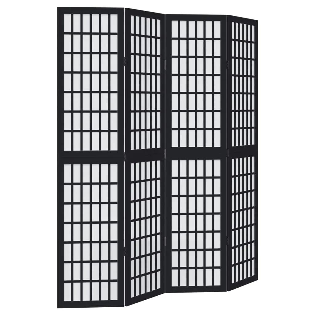Room Divider Privacy Screen 4 Panels Black Folding Partition Indoor Decorative
