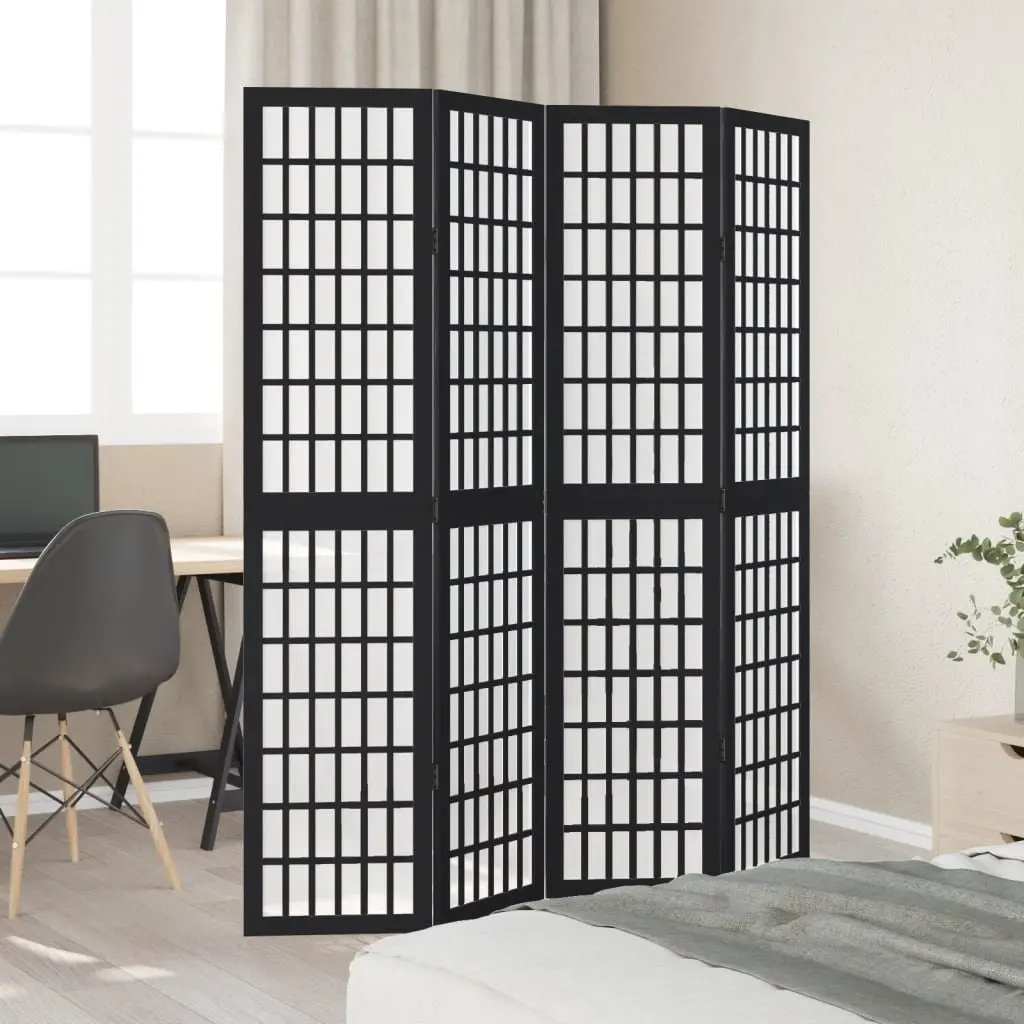 Room Divider Privacy Screen 4 Panels Black Folding Partition Indoor Decorative