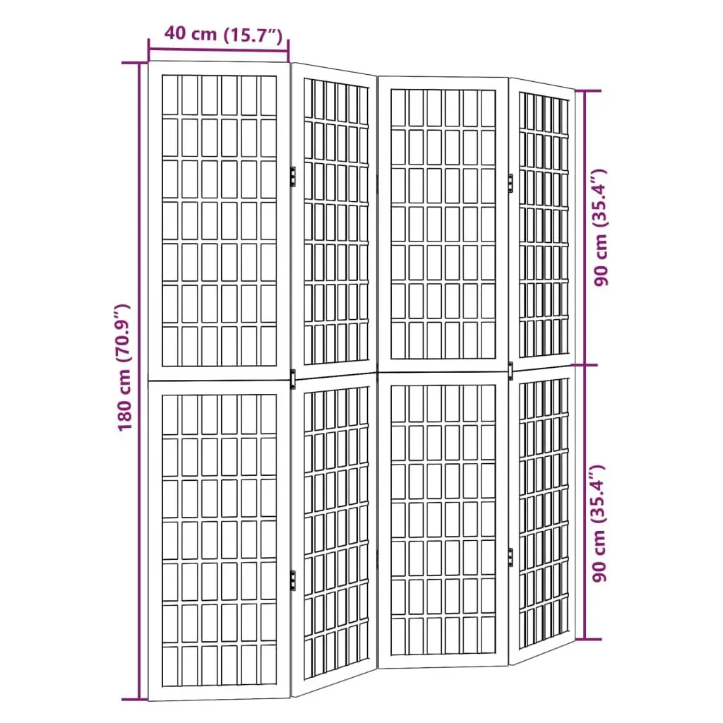 Room Divider Privacy Screen 4 Panels Black Folding Partition Indoor Decorative