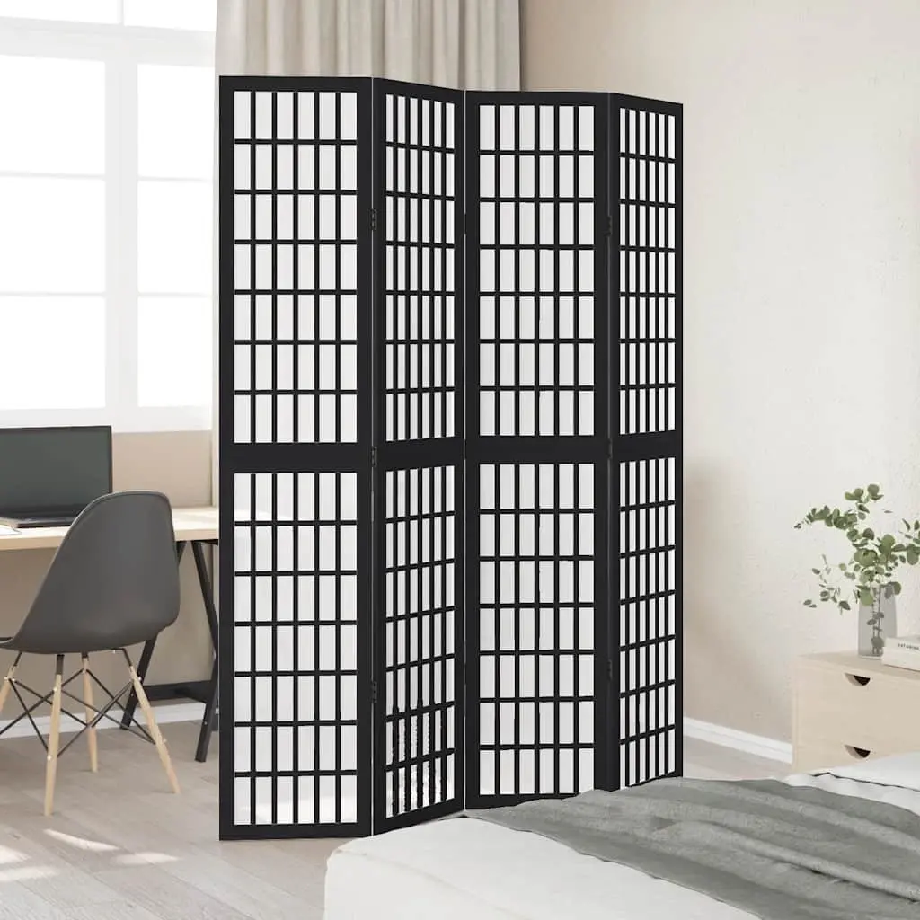 Room Divider Privacy Screen 4 Panels Black Folding Indoor Partition
