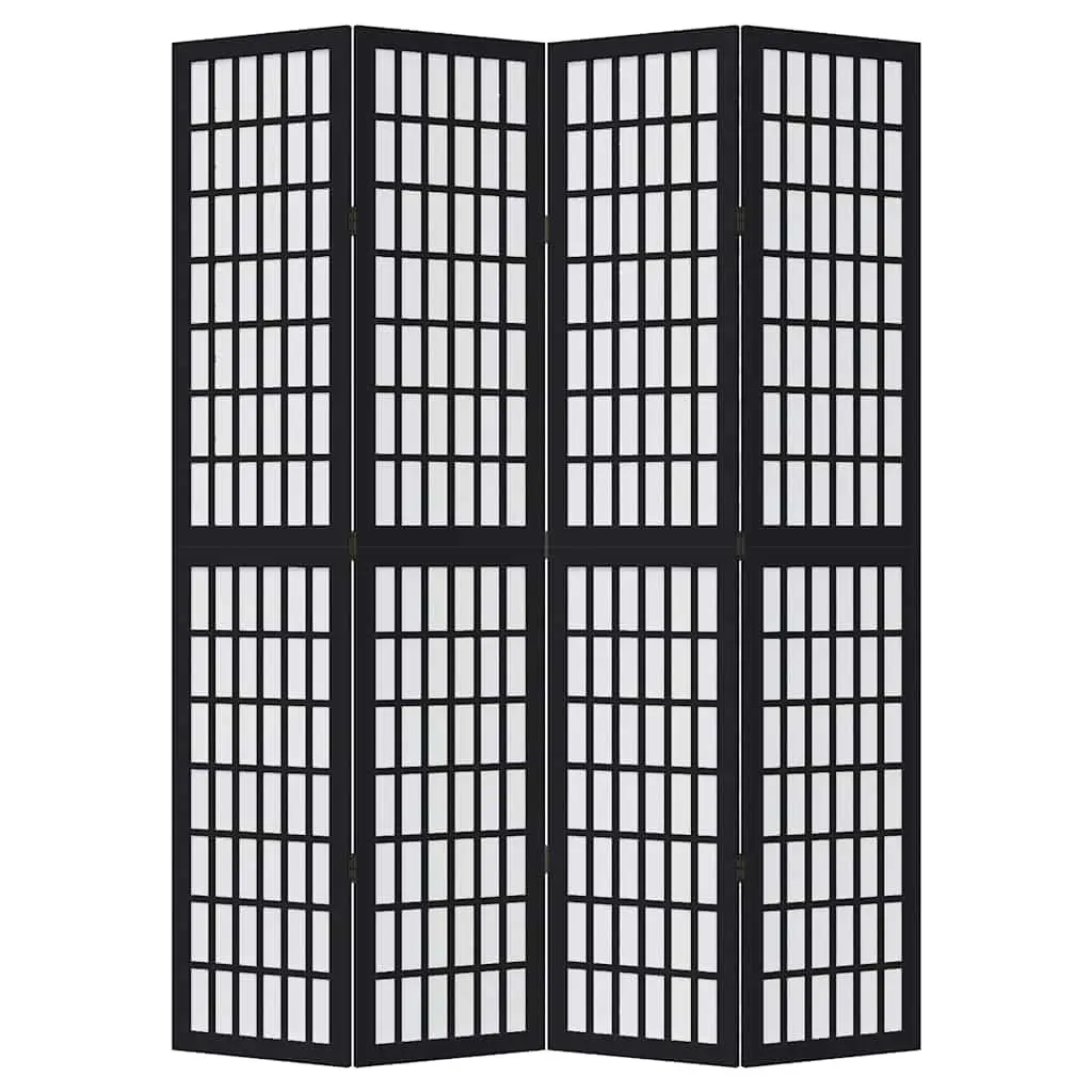 Room Divider Privacy Screen 4 Panels Black Folding Indoor Partition