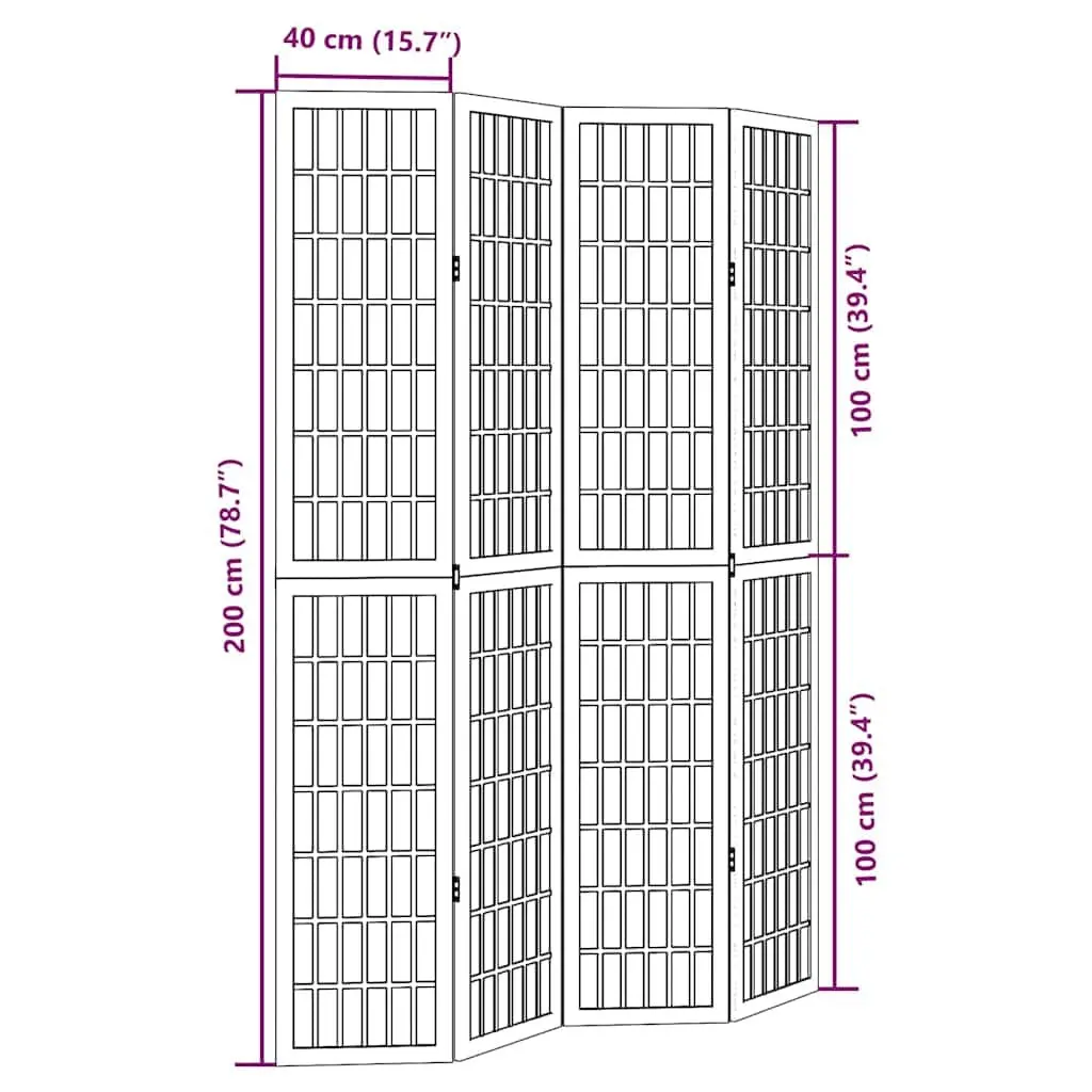 Room Divider Privacy Screen 4 Panels Black Folding Indoor Partition